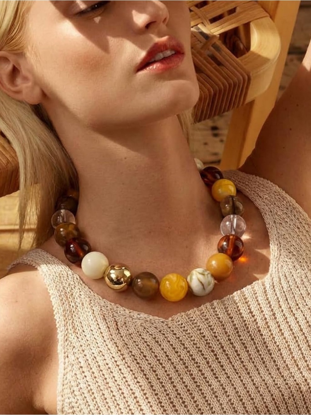 Beaded Statement Dopamine “Neutral” Necklace new